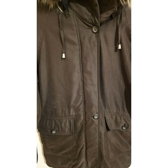 LONDON FOG Hooded Parka Jacket Womens Size Medium Brown Cottagecore Cabincore - Picture 3 of 12